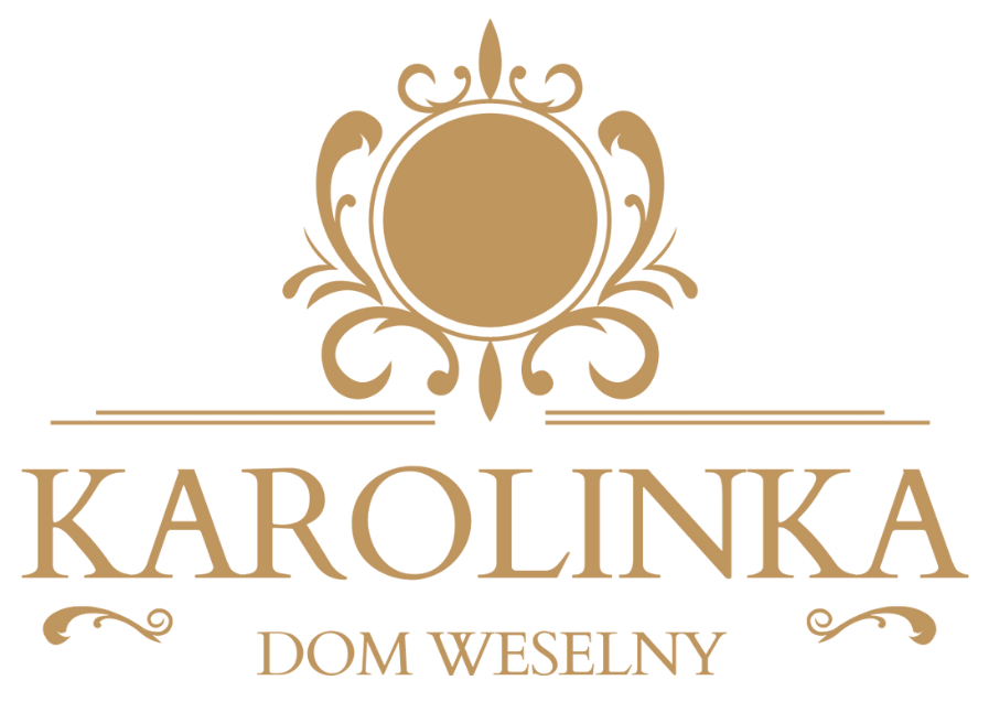 Eleganckie złote logo Domu Weselnego Karolinka